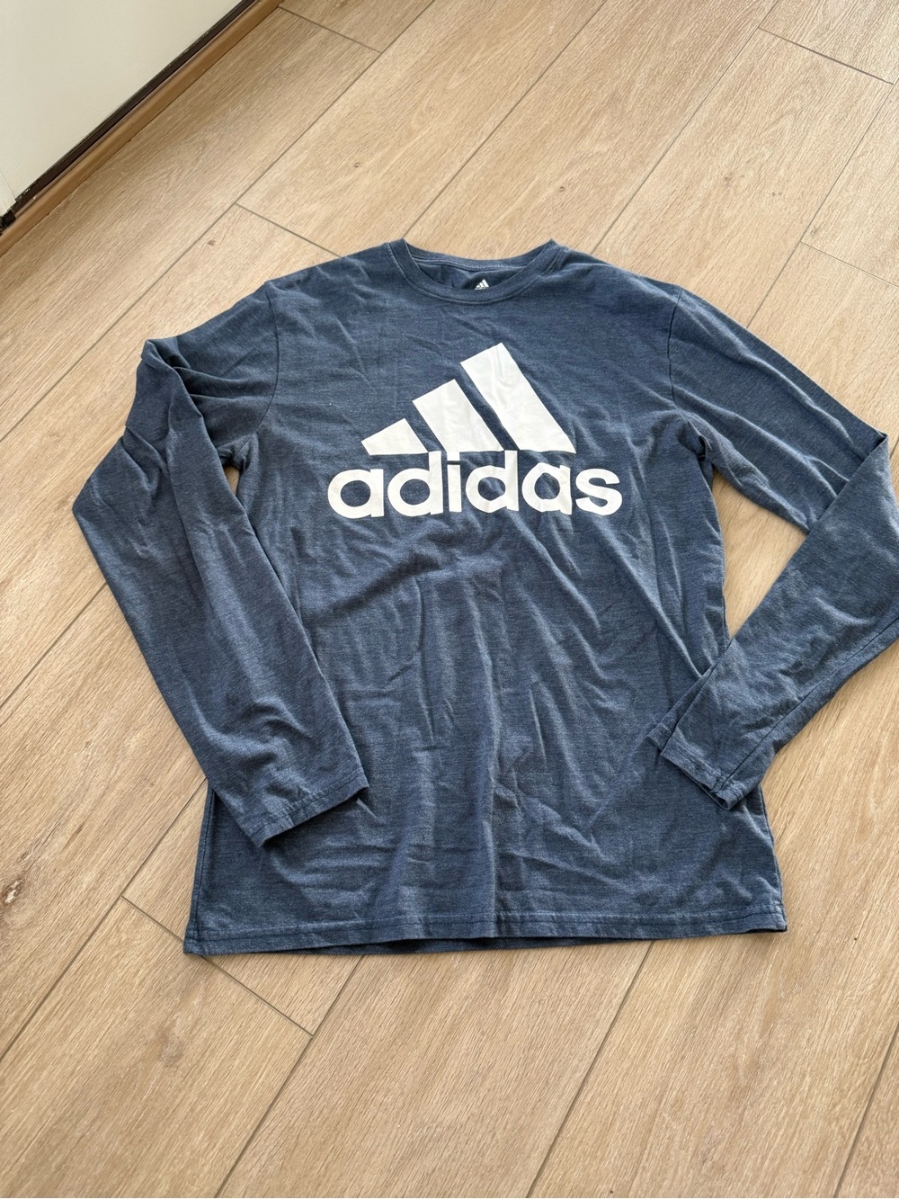 adidas Navy Long-Sleeve Tee with White Logo